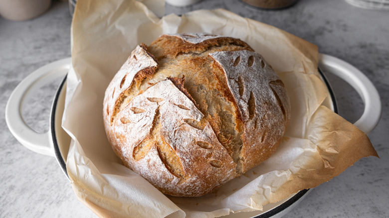 sourdough bread in a dutch oven