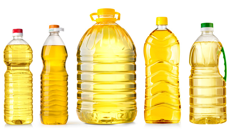 cooking oils in different bottles