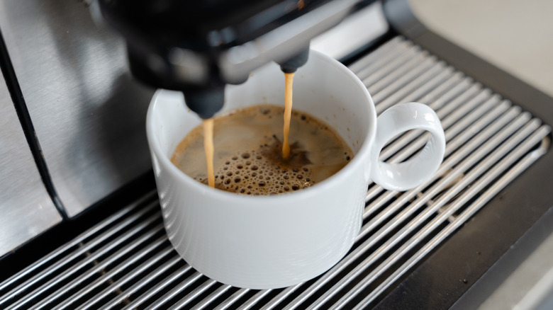 Coffee pouring from machine