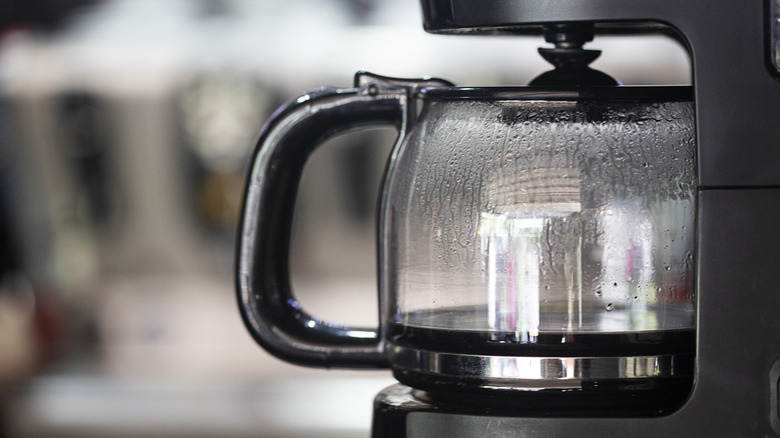 Close-up of a carafe in a drip coffee maker