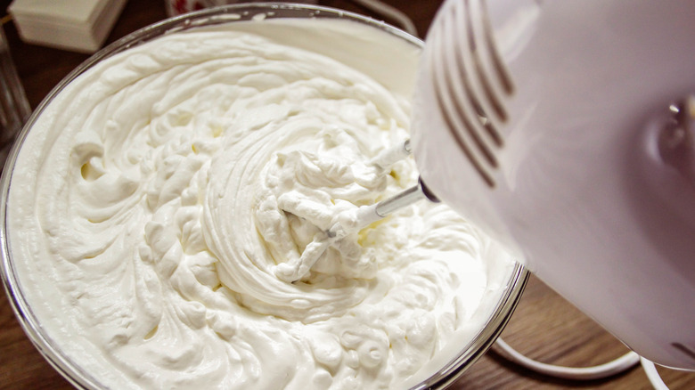 Whipping creme fraiche with an electric device