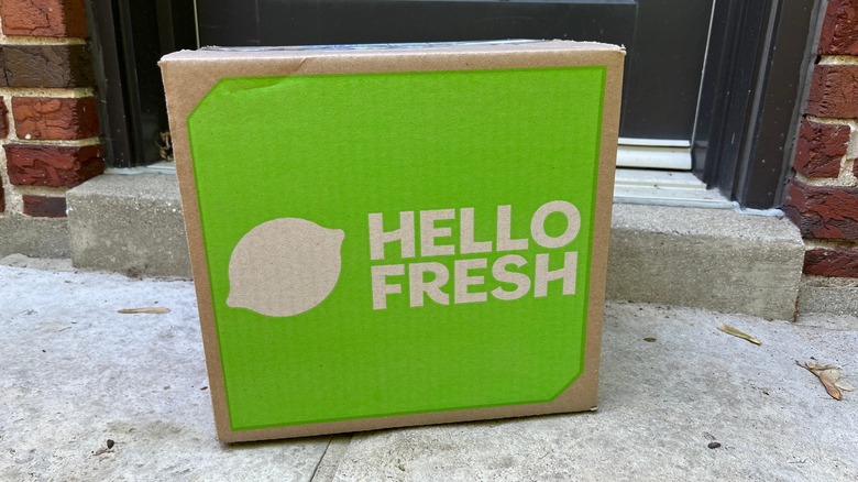 HelloFresh meal kit box on doorstep