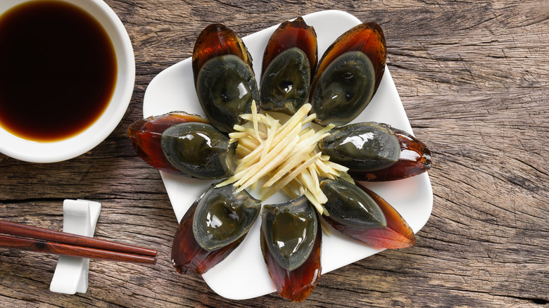 Century egg dish with ginger