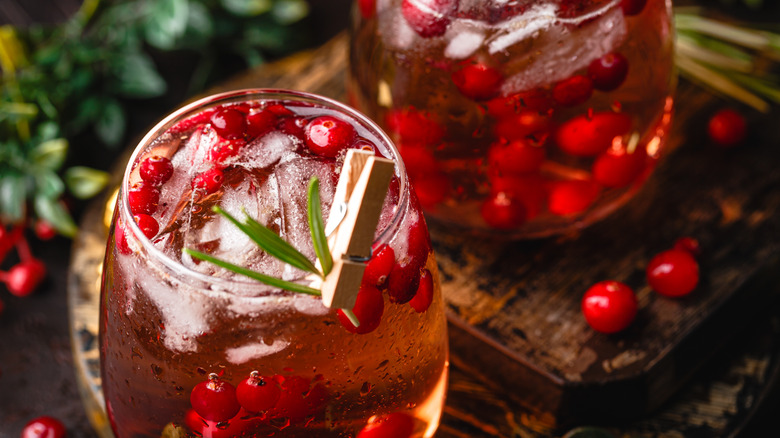 Cranberry-infused cocktail