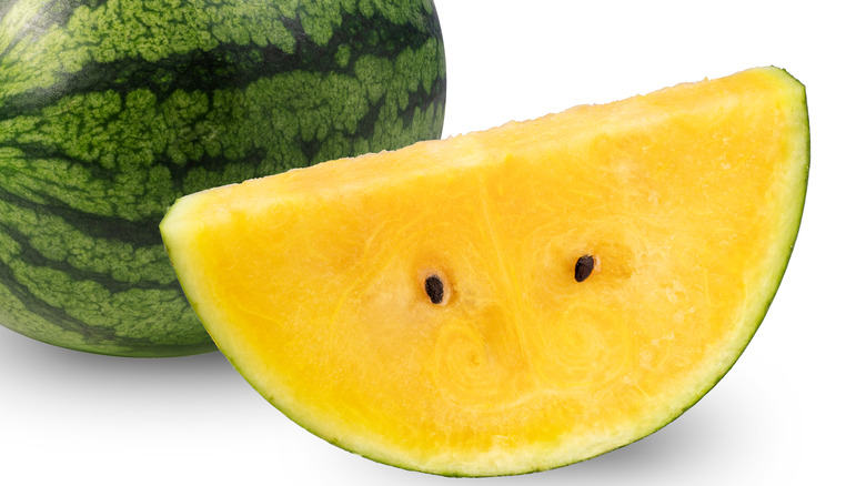 sliced yellow watermelon