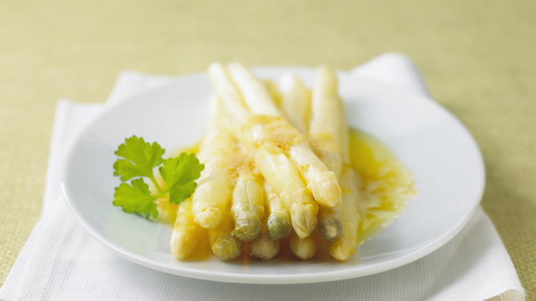 white asparagus finished in beurre monté