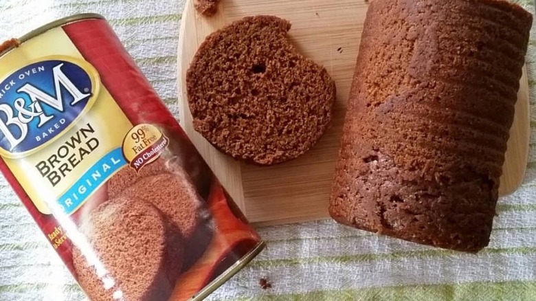 Canned bread on plate with can