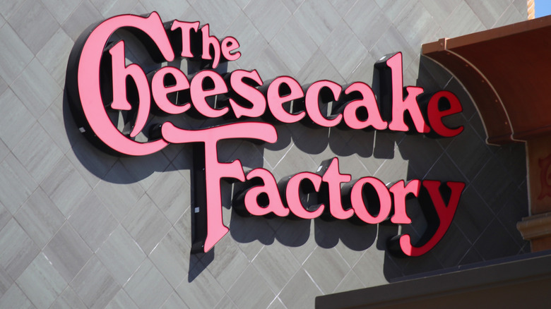 Exterior sign on a Cheesecake Factory restaurant