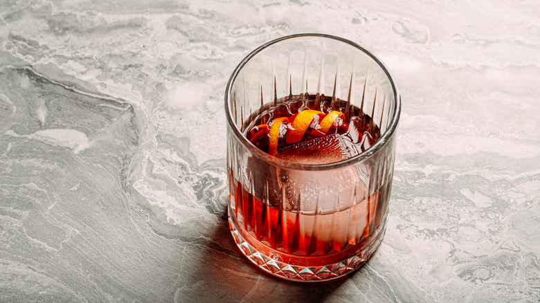 Negroni cocktail marble background