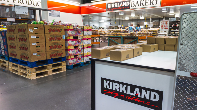 Kirkland Signature sign in Costco store