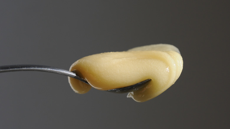 Creamed honey on spoon