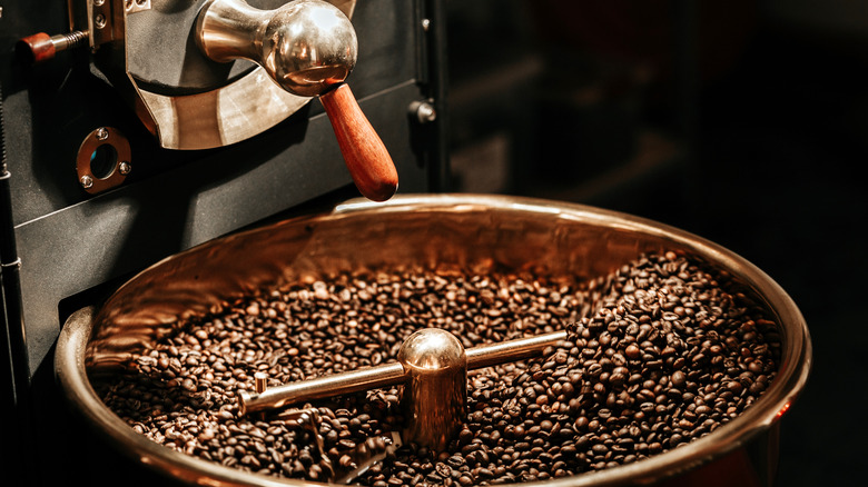 coffee contained in roasting machine