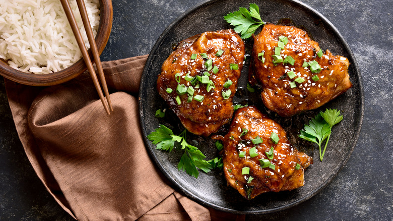 Asian chicken thighs with rice
