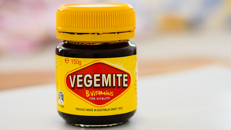 Close up image of a classic jar of Vegemite