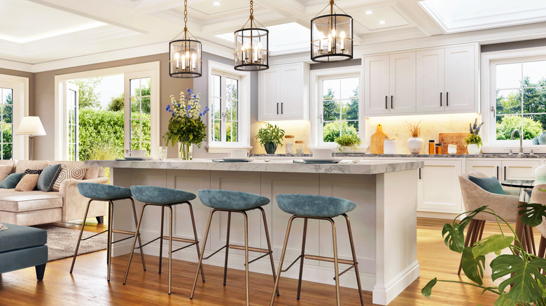 View of airy open kitchen