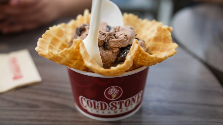 Cold Stone Creamery ice cream in a waffle bowl