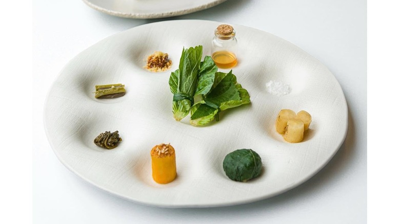 Dish with small bites from Jungsik