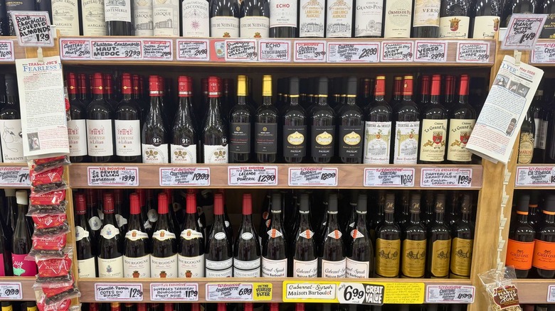Red wine section at Trader Joe's