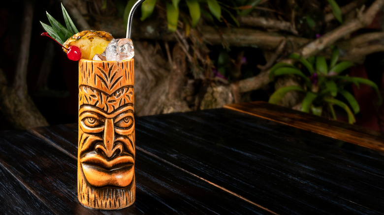 Piña colada in a tiki mug