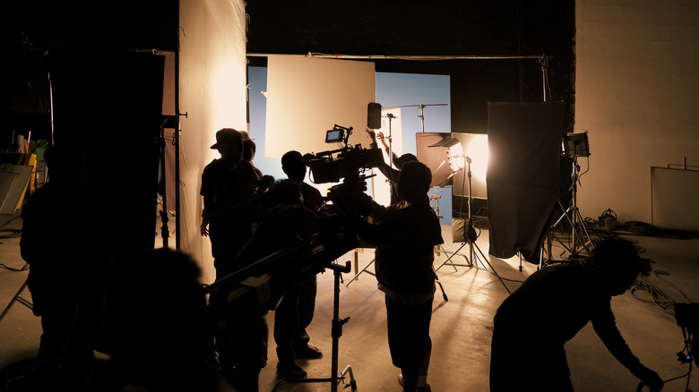 Camera crew in a studio