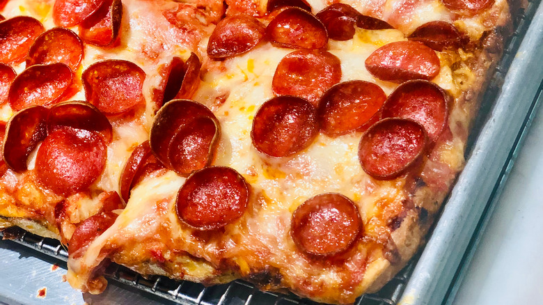 Pizza with cheese and pepperoni.