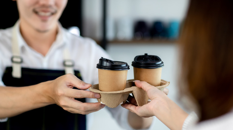 customer receiving coffee order