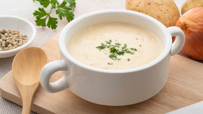 Bowl of creamy potato soup