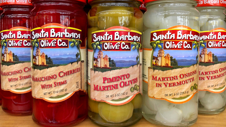 Jars of cocktail garnishes