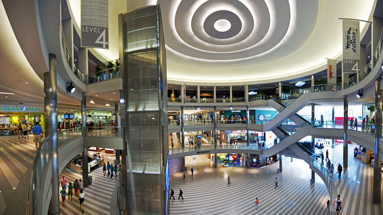 Interior of Mall of America with a circular ceiling design and multiple levels.