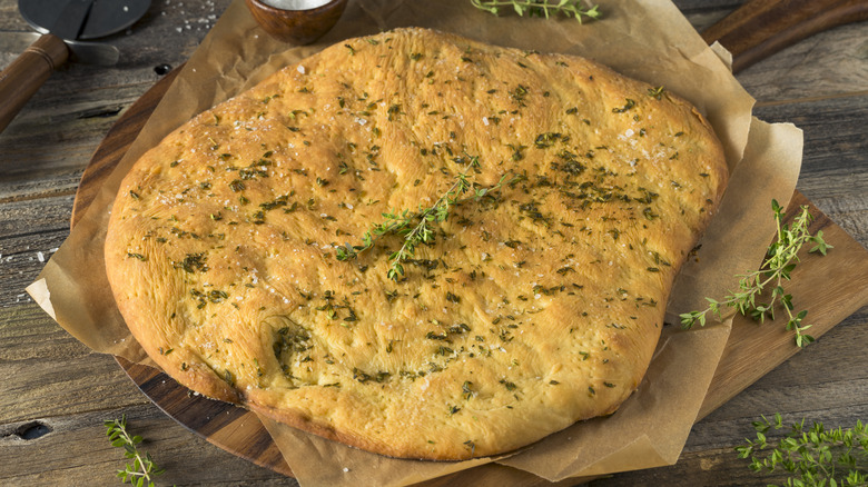 pizza bianca with salt thyme