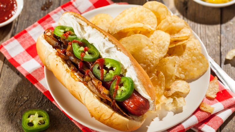 Seattle-style hot dog.