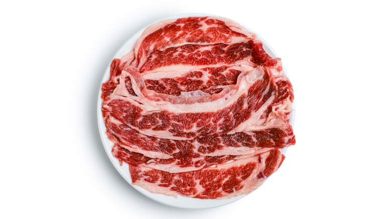 sliced beef short on plate