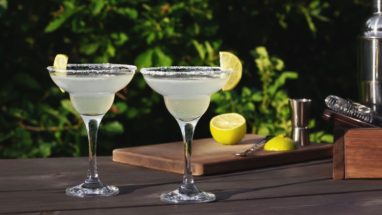 two margaritas with lime