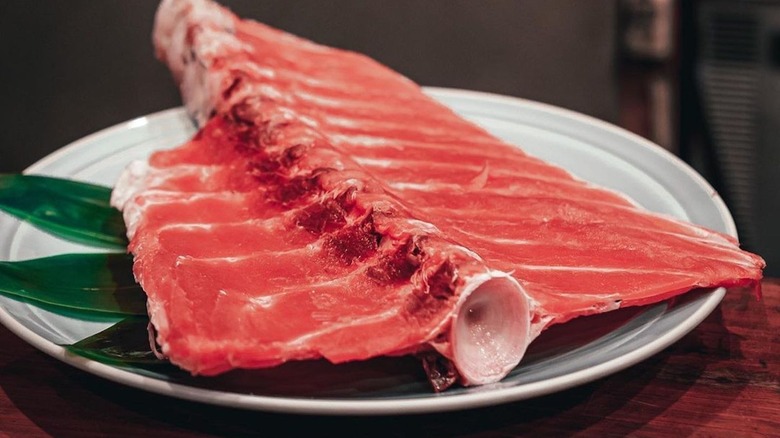 Tuna rib on plate
