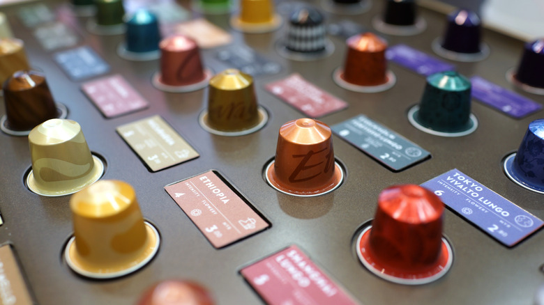 store display of Nespresso capsules