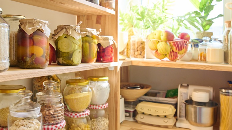 Assorted foods in pantry