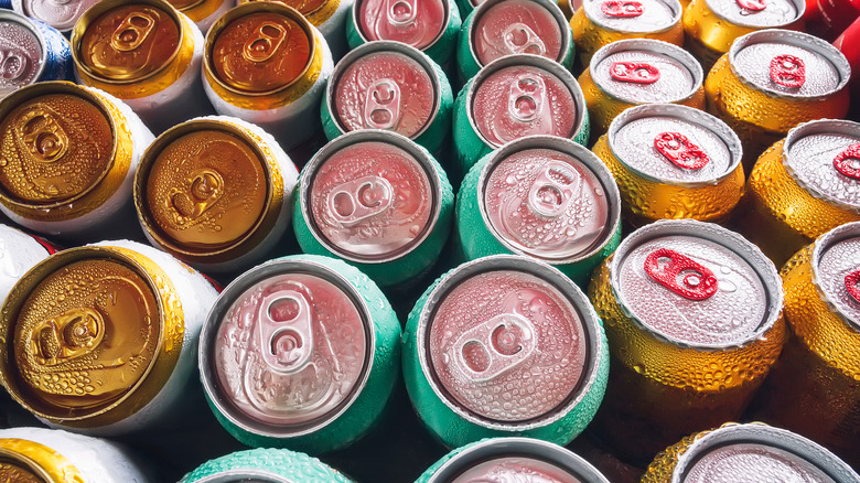 Cold cans with condensation 