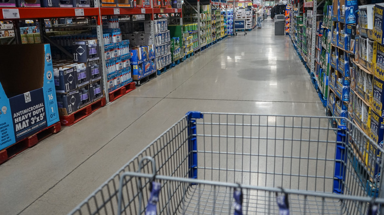 Sam's Club aisle with shopping cart