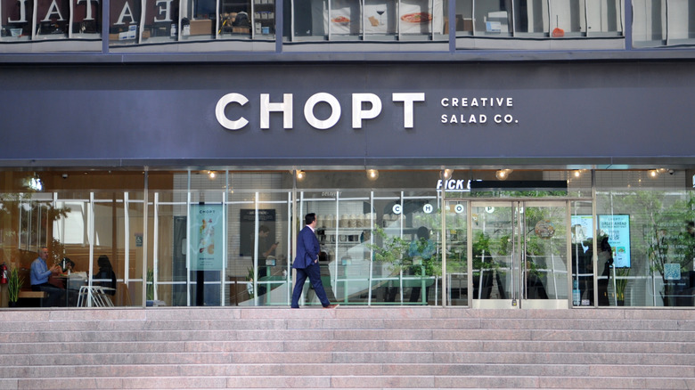 Entrance to Chopt salad store in lower Manhattan New York city