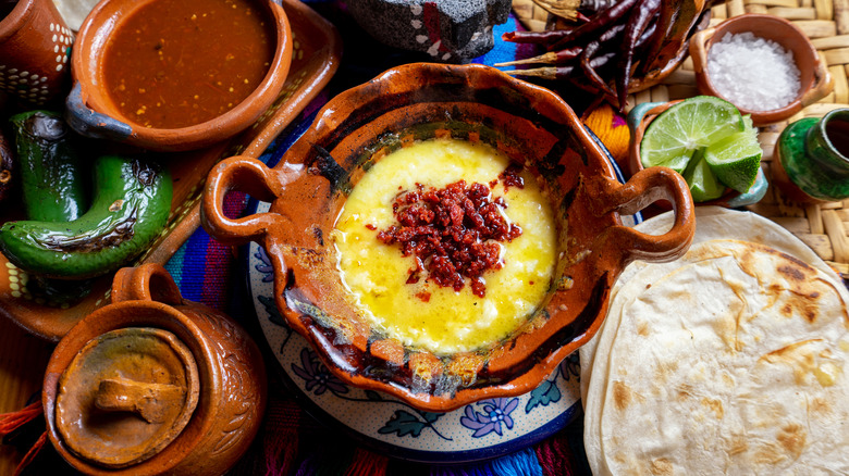 queso fundido served with accompaniments