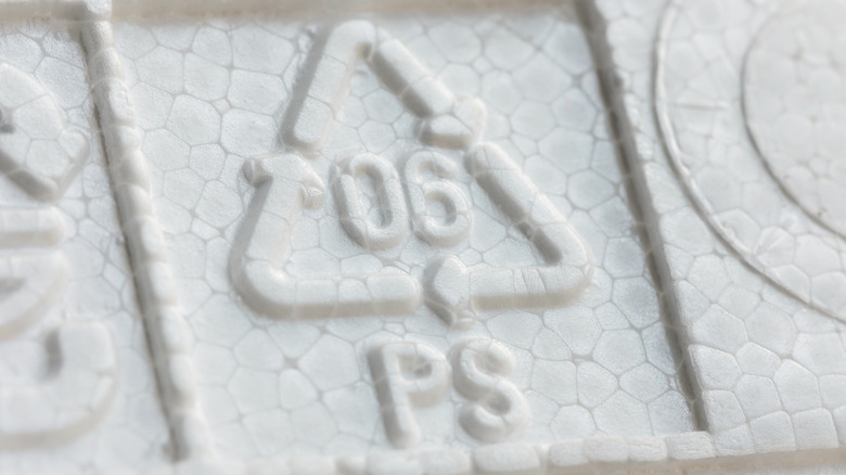 Styrofoam with plastic recycling symbol #6 PS