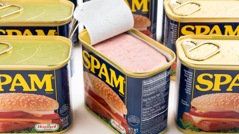 Cans of SPAM, one opened