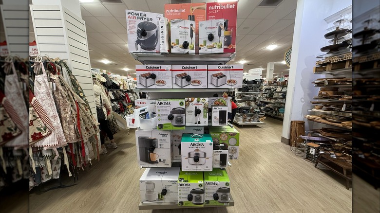 random shelves filled with brand name kitchen appliances