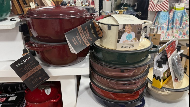 Dutch ovens on display at HomeGoods