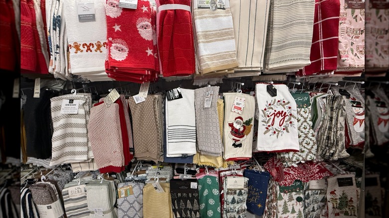 dishtowels on display at HomeGoods