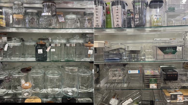 various types of kitchen organization tools at HomeGoods on display