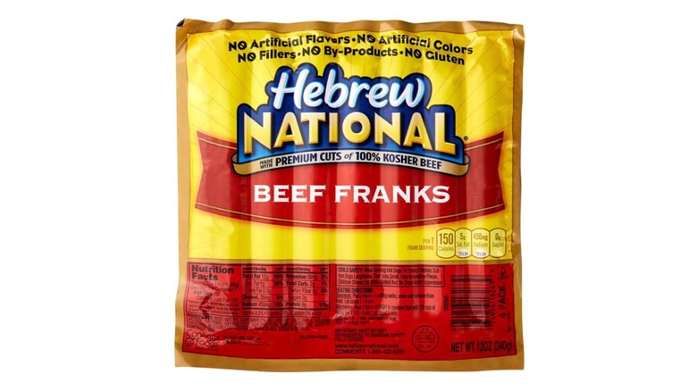 A case of Hebrew National Beef Franks.