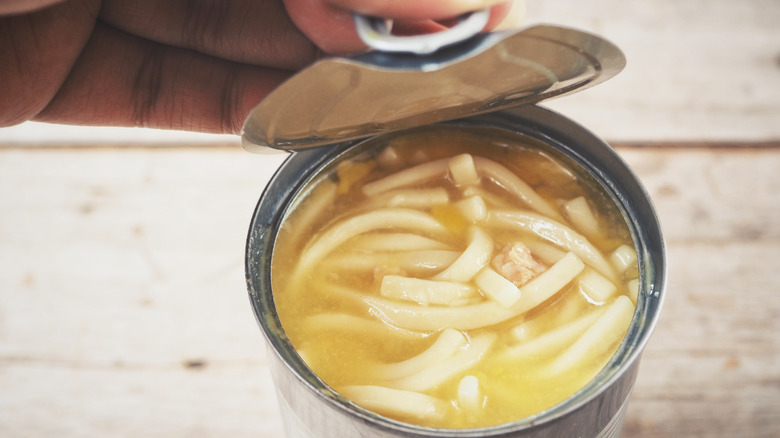 Chicken noodle soup in a can