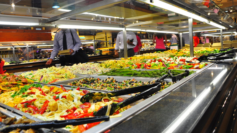 Hot bar in grocery store.