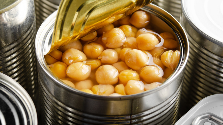 opened can of chickpeas